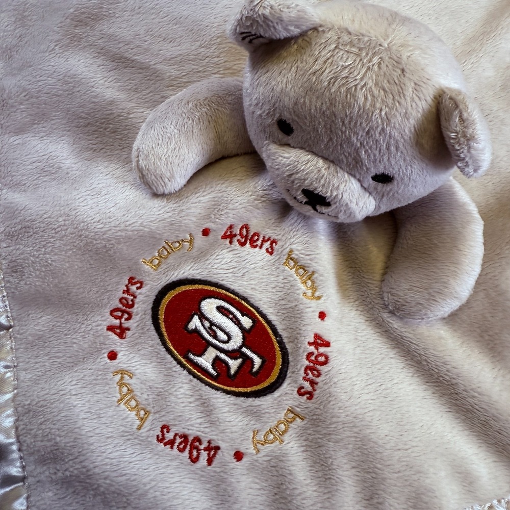 Baby Fanatic San Francisco 49ers Baby Lovey Plush Security Blanket Bear 13x13